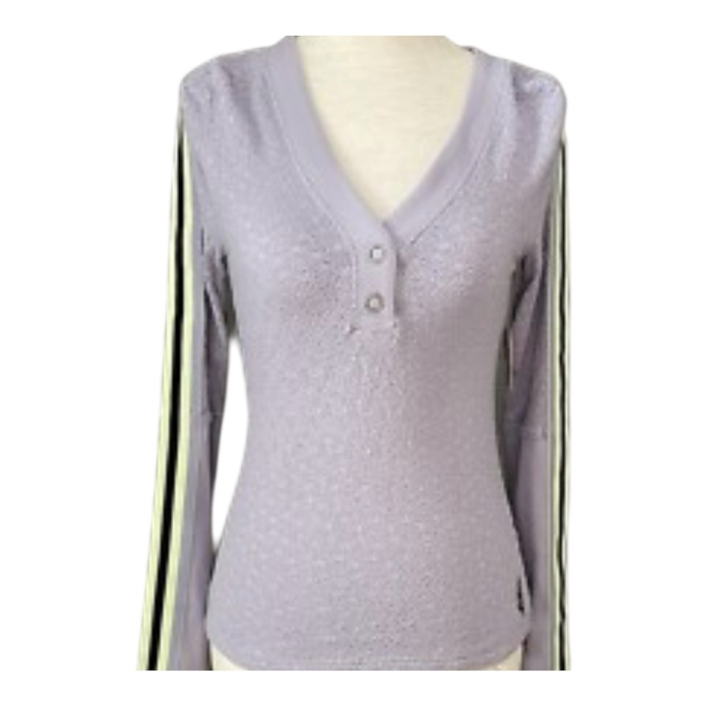 Free People Movement Lavender V-Neck with Striped Sleeves NWT
